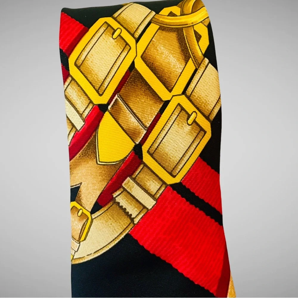 New! HERMES RARE HERMES H d’ ORIGNY MENS EQUESTRIAN SILK TIE